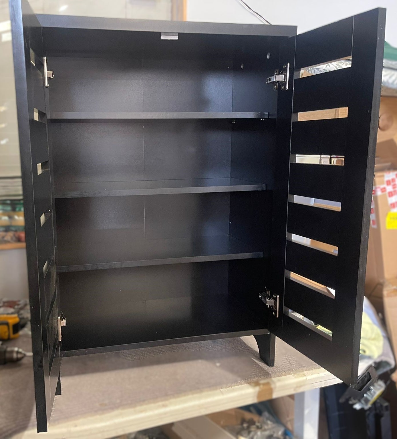 Assembled Slatted Shoe Cabinet - Black